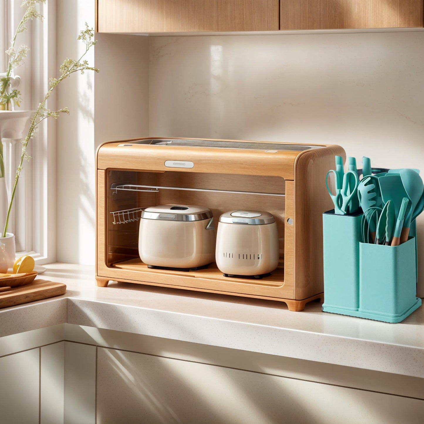 Fortune Candy 19pc Kitchen Utensil Set, Includes Tongs, Ladle, Scissors, Knives and Cutting Board (Green)