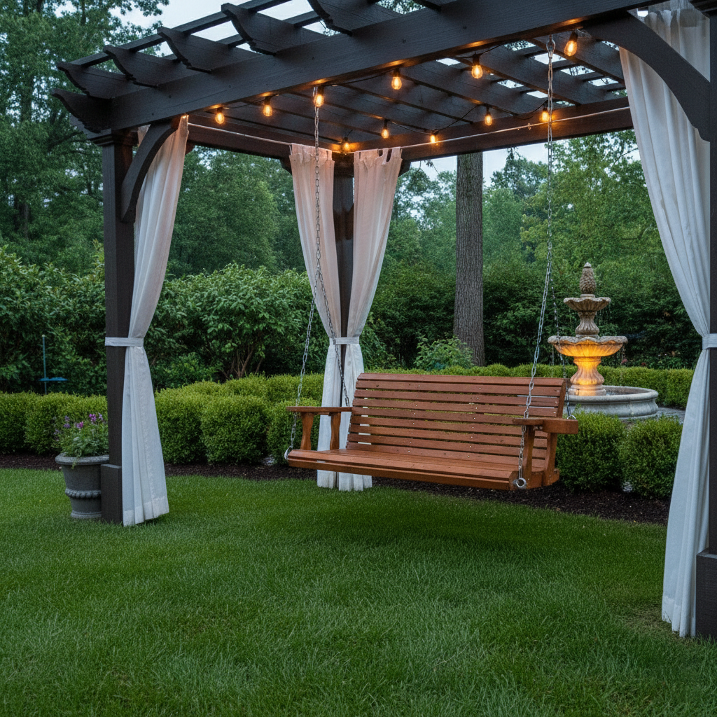 Fortune Candy 5 ft. Wooden Porch Swing 2-Seater for Outdoor Patio Garden Yard (Cedar Tone)