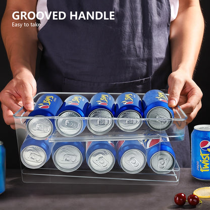 Fortune Cany 2 PCS Double Layers Soda Can Fridge Storage Organisers, Automatic Drink Can Dispenser, Plastic