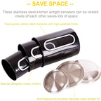 Fortune Candy 3 PCS Stainless Steel Canister Set with Anti-Fingerprint Lids & Visible Windows, Multipurpose Food Storage for Kitchen or Travel (Black)