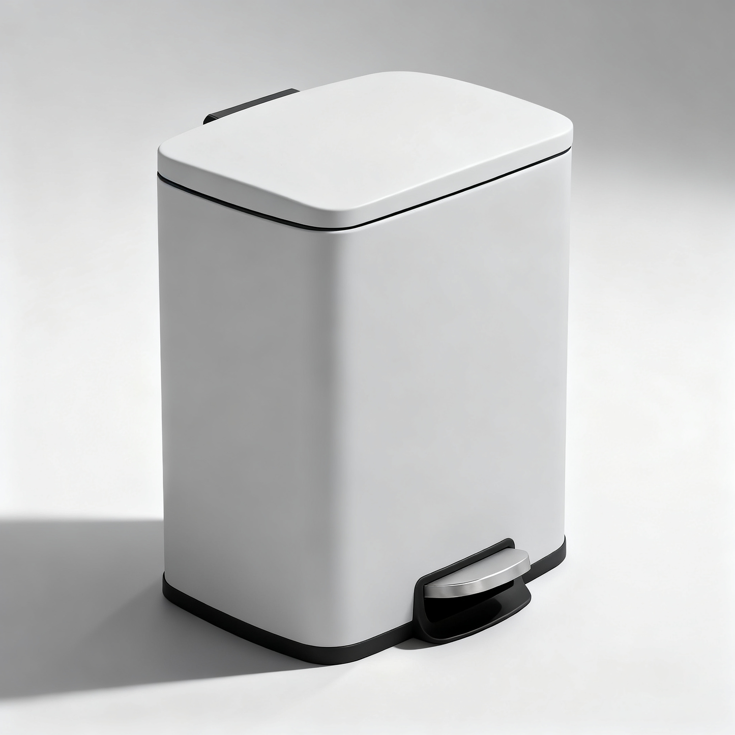 Innovaze 5.3 Gallon / 20 Liter Stainless Steel Step-On Trash Can, Rectangular Shape, Matte White Finish, Ideal for Home or Office
