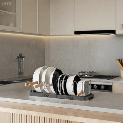 Fortune Candy 2 Pack Retractable Cabinet Organizer Rack, Pot Lid Holder for Cutting Boards, Pans, and Kitchen Storage, Black