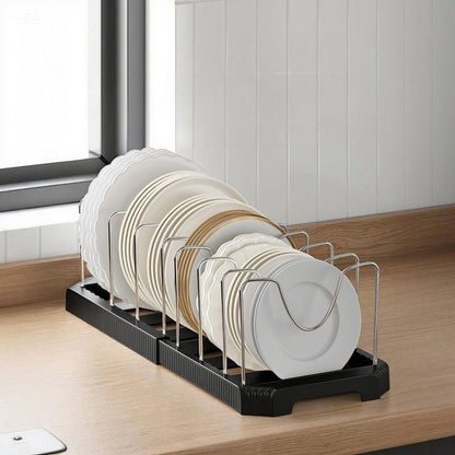 Fortune Candy 1 Piece Retractable Cabinet Organizer Rack, Pot Lid Holder for Cutting Boards, Pans, and Kitchen Storage, Black