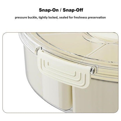 Fortune Candy 9 Compartment Box, Rotating Serving Tray with Lid & Handle, Portable Organizer for Fruits, Candy, Veggies, Party & Travel (White)