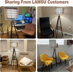 Fortune Candy 59'' Tall Boho Tripod Floor Lamp with Shelves, Mid-Century Modern Wood Standing Lamp with Rattan and Fabric Shades for Home