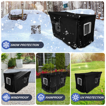 Fortune Candy 34.25'' Wooden Indoor-Outdoor Insulated Cat House with Raised Base, Spacious Indoor Area for All-Season Use, Black