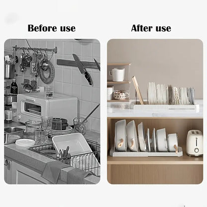 Fortune Candy 1 Piece Retractable Cabinet Organizer Rack, Pot Lid Holder for Cutting Boards, Pans, and Kitchen Storage, Black