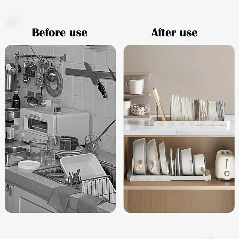 Fortune Candy 2 Pack Retractable Cabinet Organizer Rack, Pot Lid Holder for Cutting Boards, Pans, and Kitchen Storage, Black