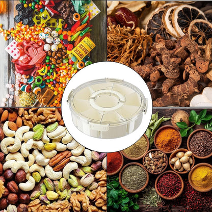 Fortune Candy 2 PCS Compartment Snackle Box, Rotating Serving Tray with Lid & Handle, Portable Organizer for Fruits, Candy, Veggies, Party & Travel