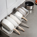 Fortune Candy 1 Piece Retractable Cabinet Organizer Rack, Pot Lid Holder for Cutting Boards, Pans, and Kitchen Storage, Gray