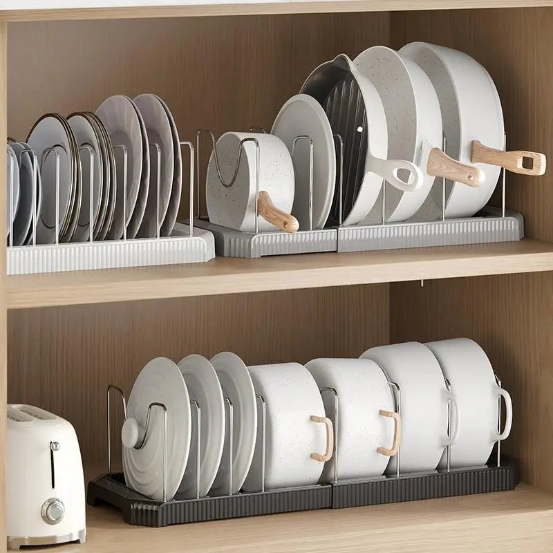 Fortune Candy 1 Piece Retractable Cabinet Organizer Rack, Pot Lid Holder for Cutting Boards, Pans, and Kitchen Storage, Gray