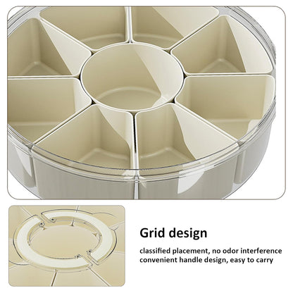 Fortune Candy 2 PCS Compartment Snackle Box, Rotating Serving Tray with Lid & Handle, Portable Organizer for Fruits, Candy, Veggies, Party & Travel