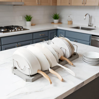 Fortune Candy 1 Piece Retractable Cabinet Organizer Rack, Pot Lid Holder for Cutting Boards, Pans, and Kitchen Storage, Gray