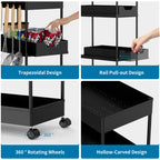 Fortune Candy 4-Tier Plastic Storage Cart with Wheels, Rolling Kitchen Shelving Rack for Pantry, Bathroom, Office