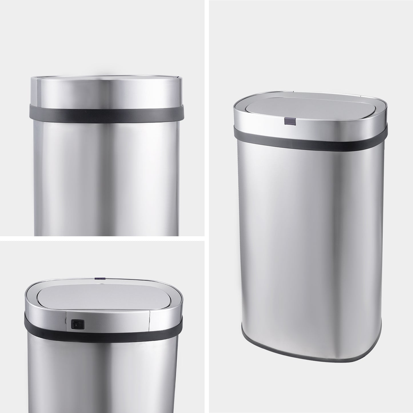 Innovaze 18 Gal./68 Liter Stainless Steel Oval Motion Sensor Trash Can for Home, Laundromat, Stores & Hospital