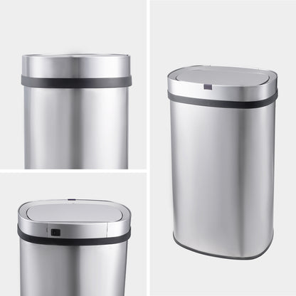 Innovaze 18 Gal./68 Liter Stainless Steel Oval Motion Sensor Trash Can for Home, Laundromat, Stores & Hospital