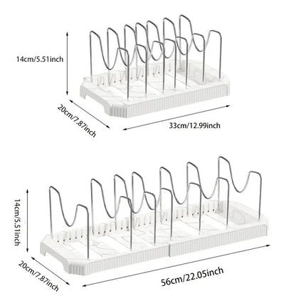 Fortune Candy 2 Pack Retractable Cabinet Organizer Rack, Pot Lid Holder for Cutting Boards, Pans, and Kitchen Storage, Gray