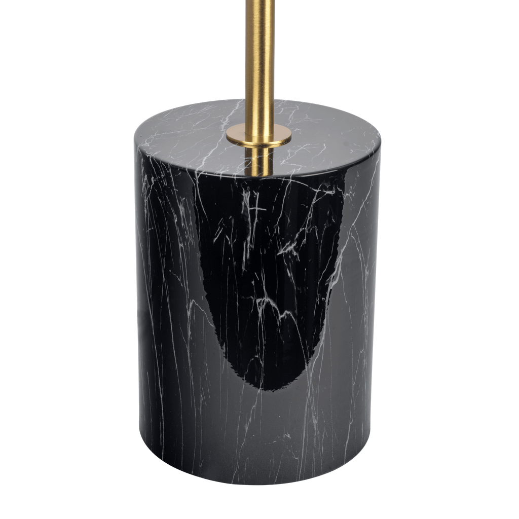 Fortune Candy 22.4'' Black Table Lamp with Double Bulbs, Faux Marble Base, Modern Desk Light for Living Room, Bedroom, or Office Reading