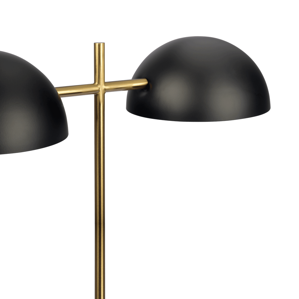 Fortune Candy 22.4'' Black Table Lamp with Double Bulbs, Faux Marble Base, Modern Desk Light for Living Room, Bedroom, or Office Reading