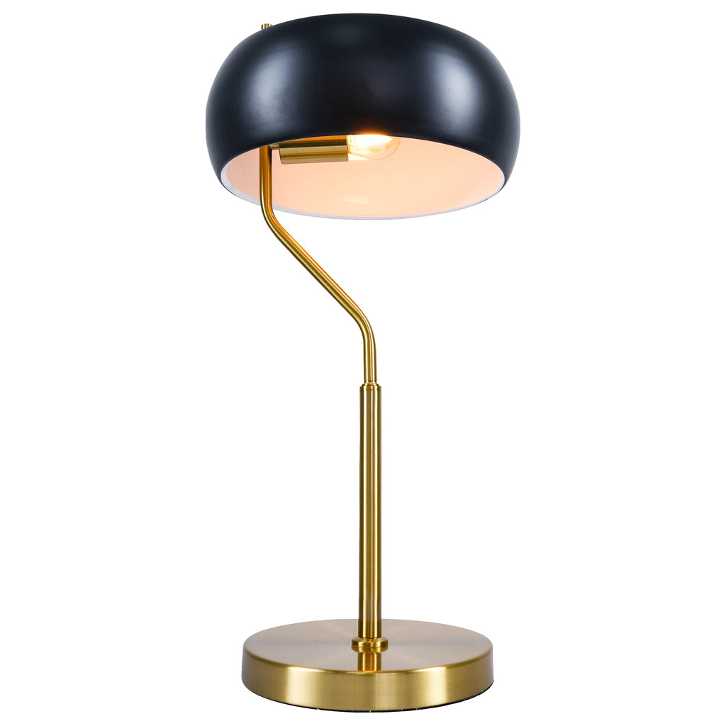Fortune Candy E26 Modern Black and Gold Table Lamp with Ceramic Fixture, Elegant Desk Light for Home or Office
