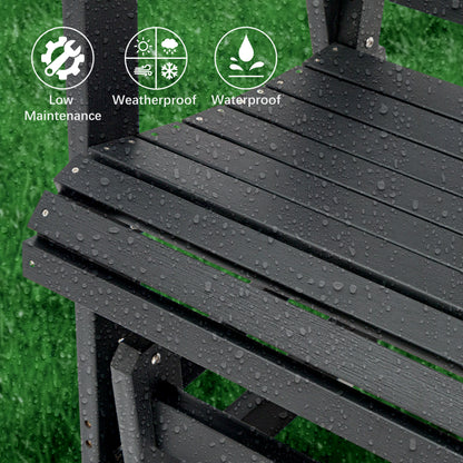 Fortune Candy 1-Person Poly Lumber Patio Glider, with Cup Holders, High Backrest and Deep Contoured Seat, HIPS Material (Matte Black)