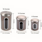 Fortune Candy 3 PCS Stainless Steel Canister Set with Anti-Fingerprint Lids & Visible Windows, Multipurpose Food Storage for Kitchen or Travel (Brown)