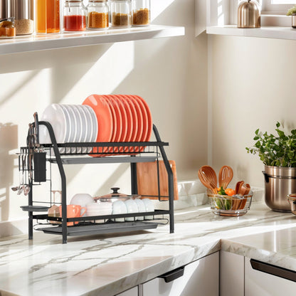 Fortune Candy 16'' Tall Large Capacity Multifunction Storage 2 Tier Dish Drying Rack