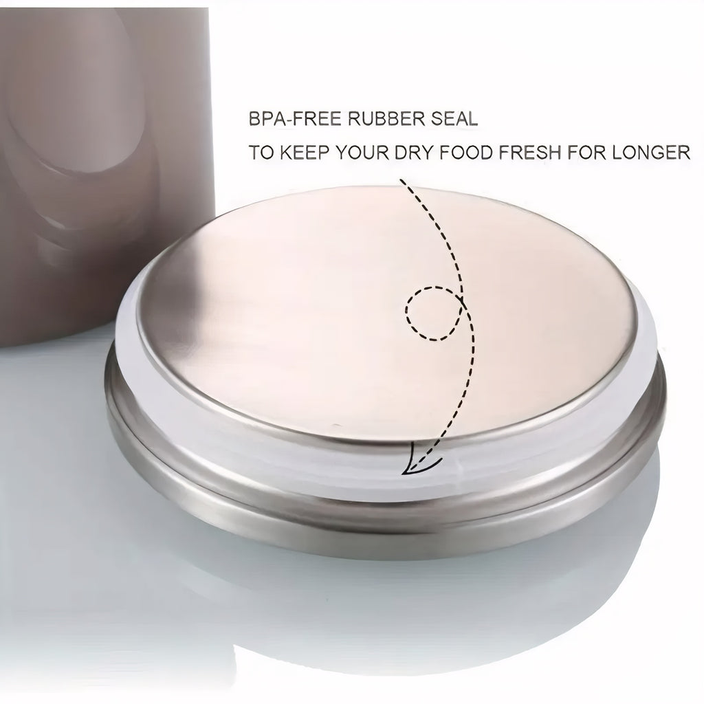 Fortune Candy 3 PCS Stainless Steel Canister Set with Anti-Fingerprint Lids & Visible Windows, Multipurpose Food Storage for Kitchen or Travel (Brown)