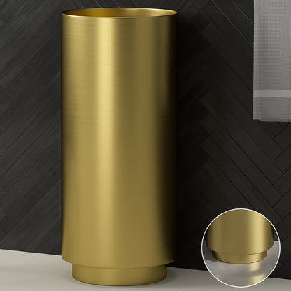 Fortune Candy 32.68'' Tall Round Stainless Steel Pedestal Sink Basin (Gold)