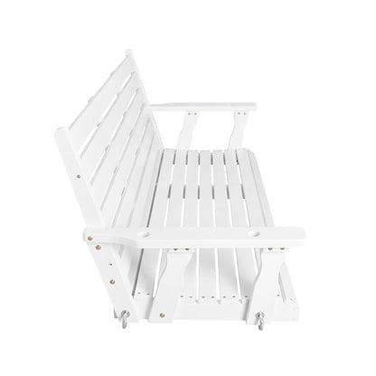 Wooden Porch Swing, Ergonomic Seat, Bench Swing with Hanging Chains and 7mm Springs, Heavy Duty 800 LBS, for Outdoor Patio Garden Yard (White, 3-Seater Extra Large)