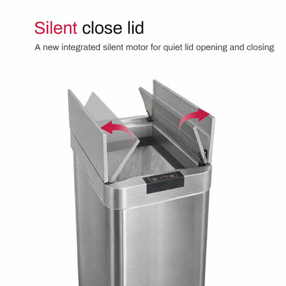 Innovaze 16 Gal./ 60 Liter Stainless Steel Slim Motion Sensor with Butterfly Lid Trash Can For Home, Office