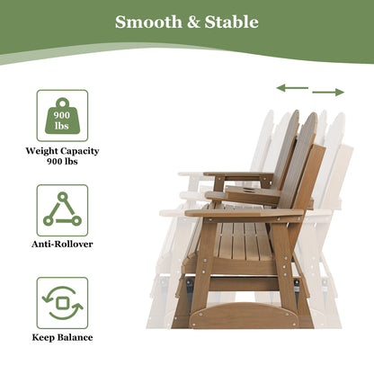 Fortune Candy 67.5 in Poly Lumber Plastic Patio Glider with Cup Holders, Brown, High Backrest and 900 lbs Weight Capacity, 3-Person