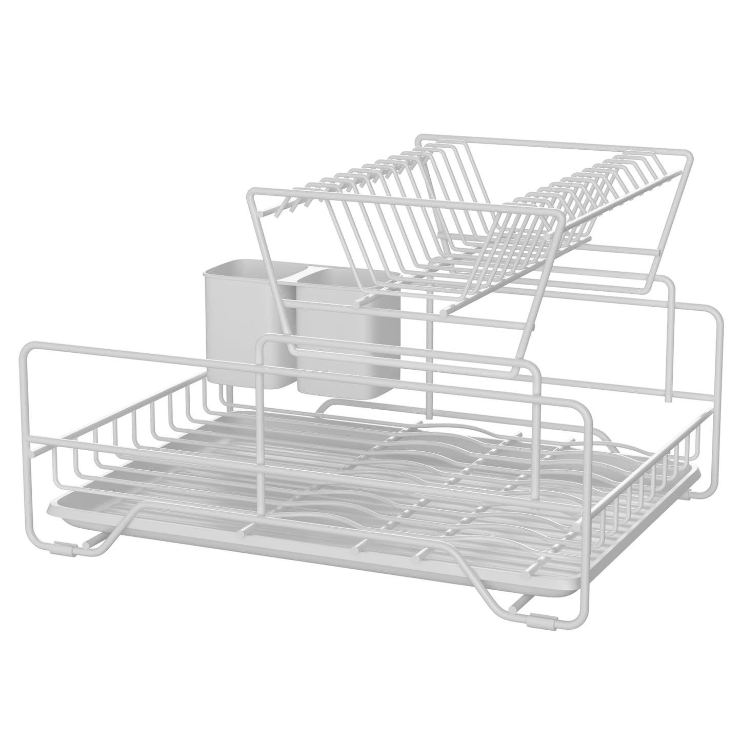 Fortune Candy 7'' Tall Multifunctional 2-Tier Dish Drying Rack For Kitchen(White)