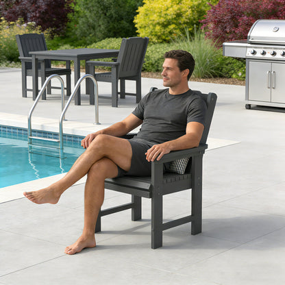 HDPE Patio Dining Chair, Outdoor Chair with 18/8 Stainless Steel Hardware, Heavy Duty 600 LBS, for Outdoor Patio Garden Yard (Gray)