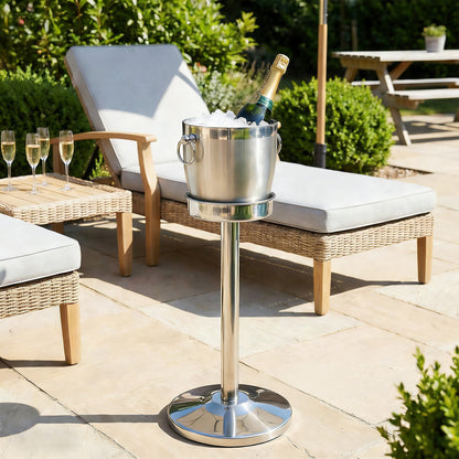 Fortune Candy 2.8 L Double Wall Stainless Steel Ice Bucket, with Tongs, Scoop and Holder, Navy Blue