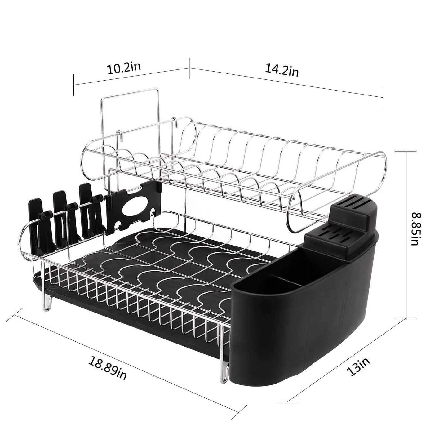 Fortune Candy Metal 18.89'' Width Multifunctional 2-Tier Dish Drying Rack