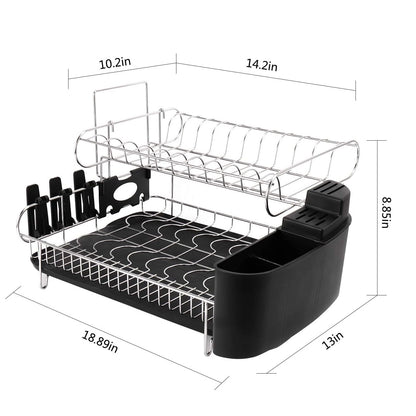 Fortune Candy Metal 18.89'' Width Multifunctional 2-Tier Dish Drying Rack