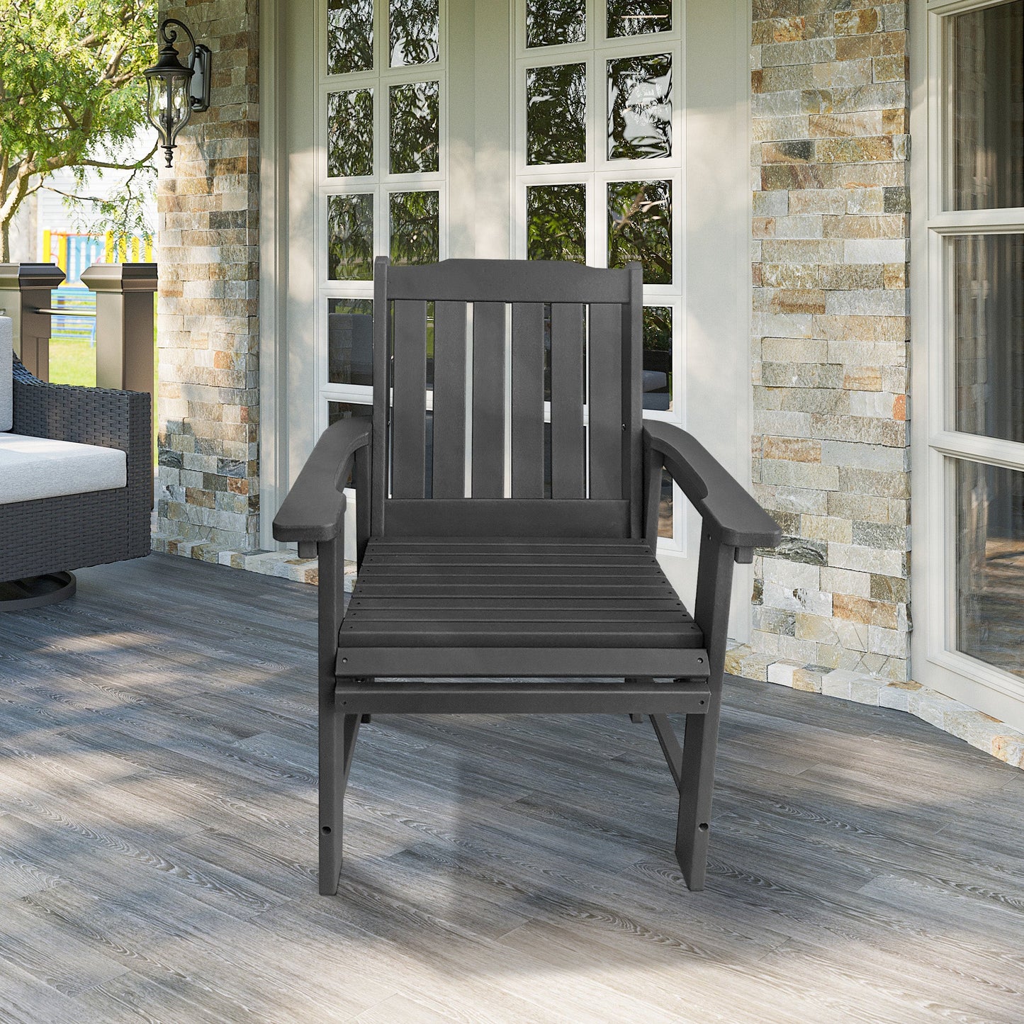 HDPE Patio Dining Chair, Outdoor Chair with 18/8 Stainless Steel Hardware, Heavy Duty 600 LBS, for Outdoor Patio Garden Yard (Gray)