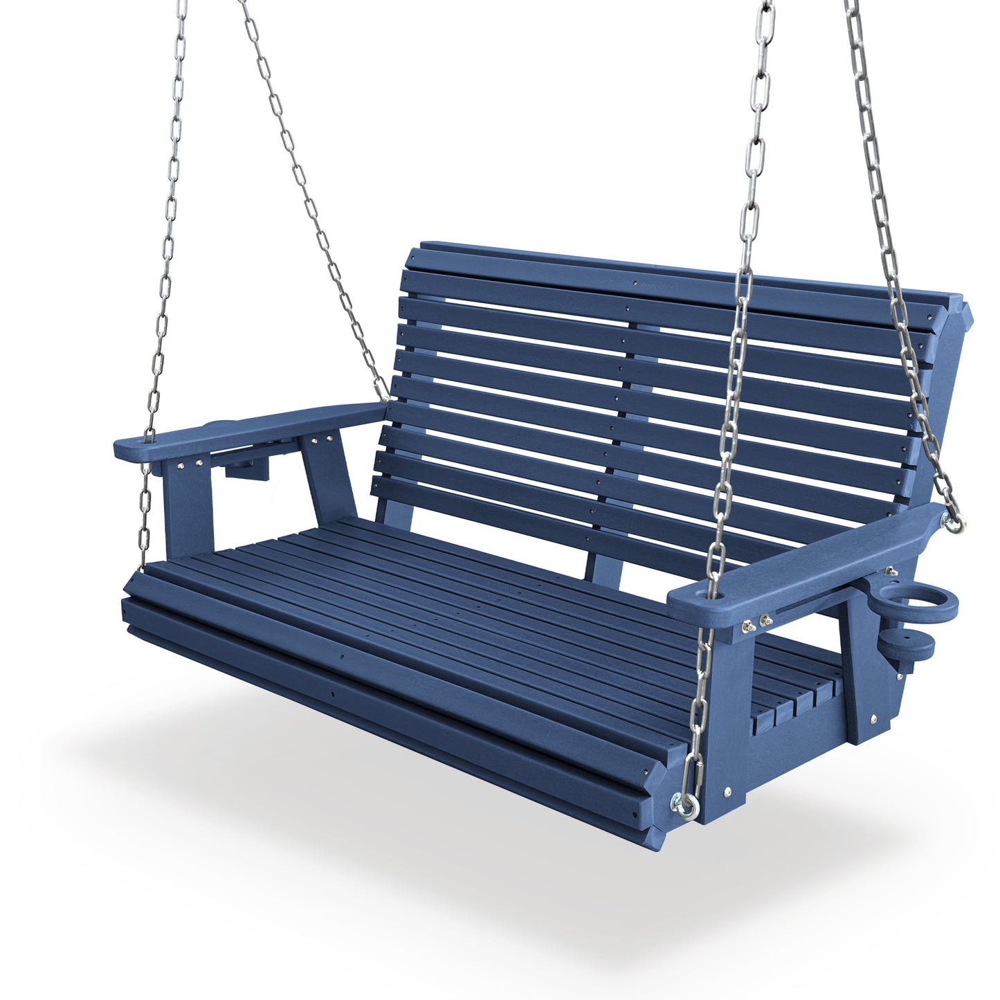 Fortune Candy 47.6 in. HDPE Porch Swing with Hanging Chains, Weather-Resistant Outdoor Swing for Patio, Garden, Yard (Navy Blue)