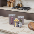 Fortune Candy 3 PCS Stainless Steel Canister Set with Anti-Fingerprint Lids & Visible Windows, Multipurpose Food Storage for Kitchen or Travel (Brown)