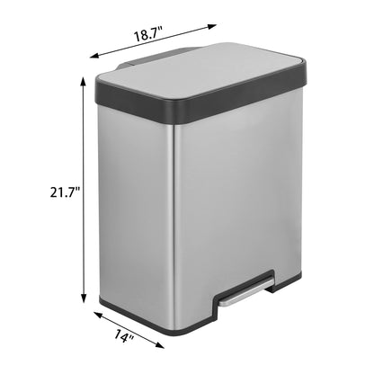 Innovaze 40L / 10.6 Gal Stainless Steel Step Trash Can, Dual 5.3 Gal Compartments Recycling Bin for Home, Office, Apartment