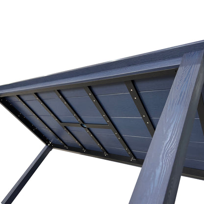 Fortune Candy 70.9 in. Poly Lumber Outdoor Plastic Dining Table, HIPS Patio Dining Table with Umbrella Hole, 1 Piece, Navy Blue