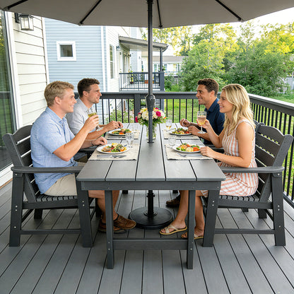 Modern HDPE Patio Dining Set, Poly Lumber Table and Chair, with Umbrella Hole, Weather Resistant, for Outdoor, Yard, Lawn (5 Piece - 70.7'' Table)