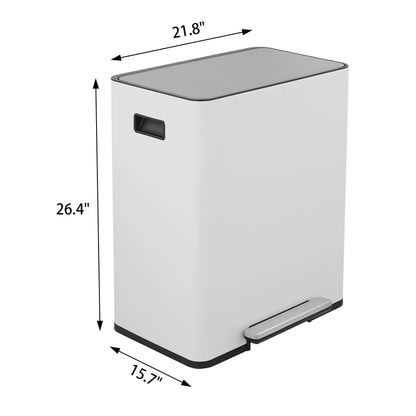 Innovaze 16 Gal / 60L Stainless Steel Step Trash Can, 30L+30L Removable Bin for Kitchen, Home, Office, Apartment