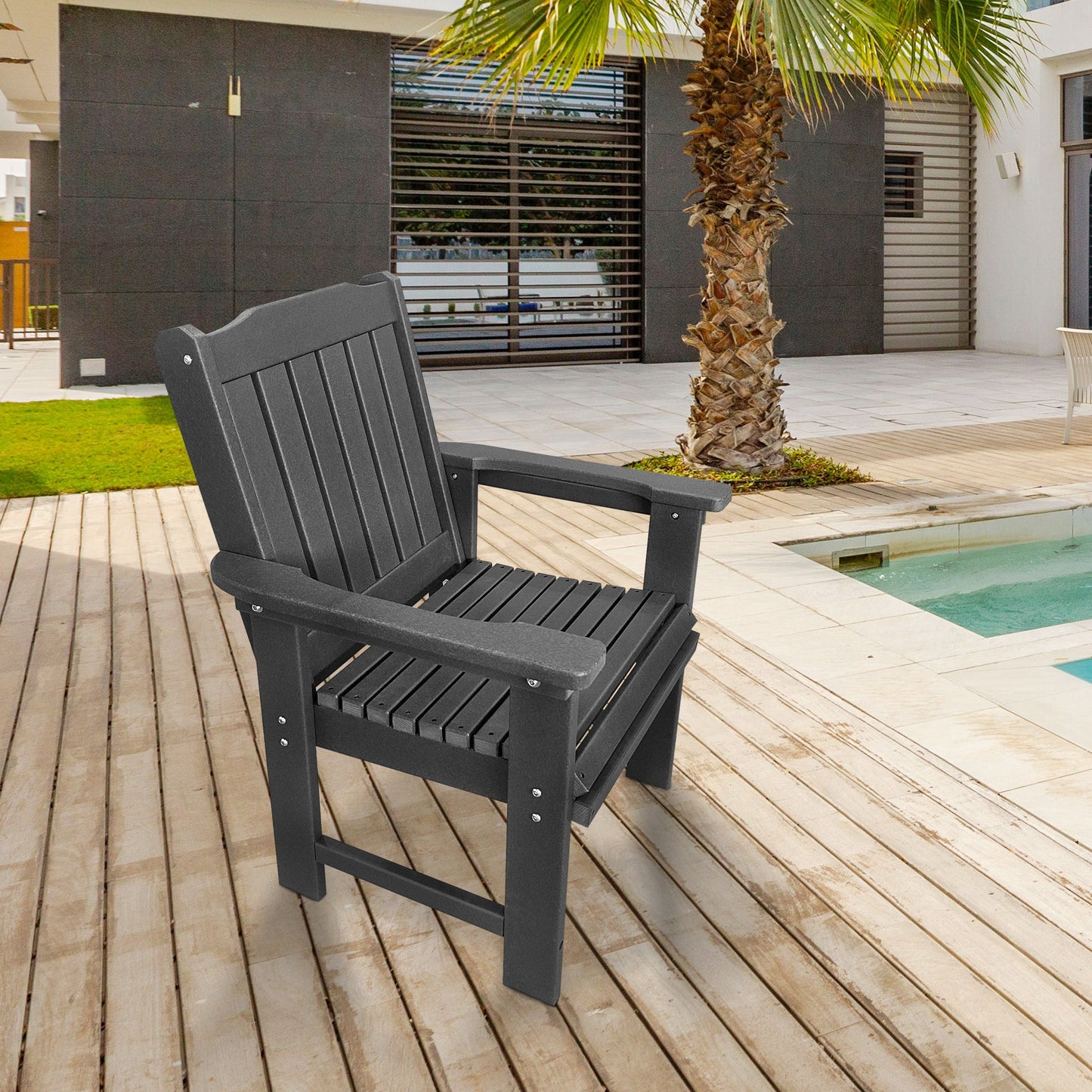 HDPE Patio Dining Chair, Outdoor Chair with 18/8 Stainless Steel Hardware, Heavy Duty 600 LBS, for Outdoor Patio Garden Yard (Gray)