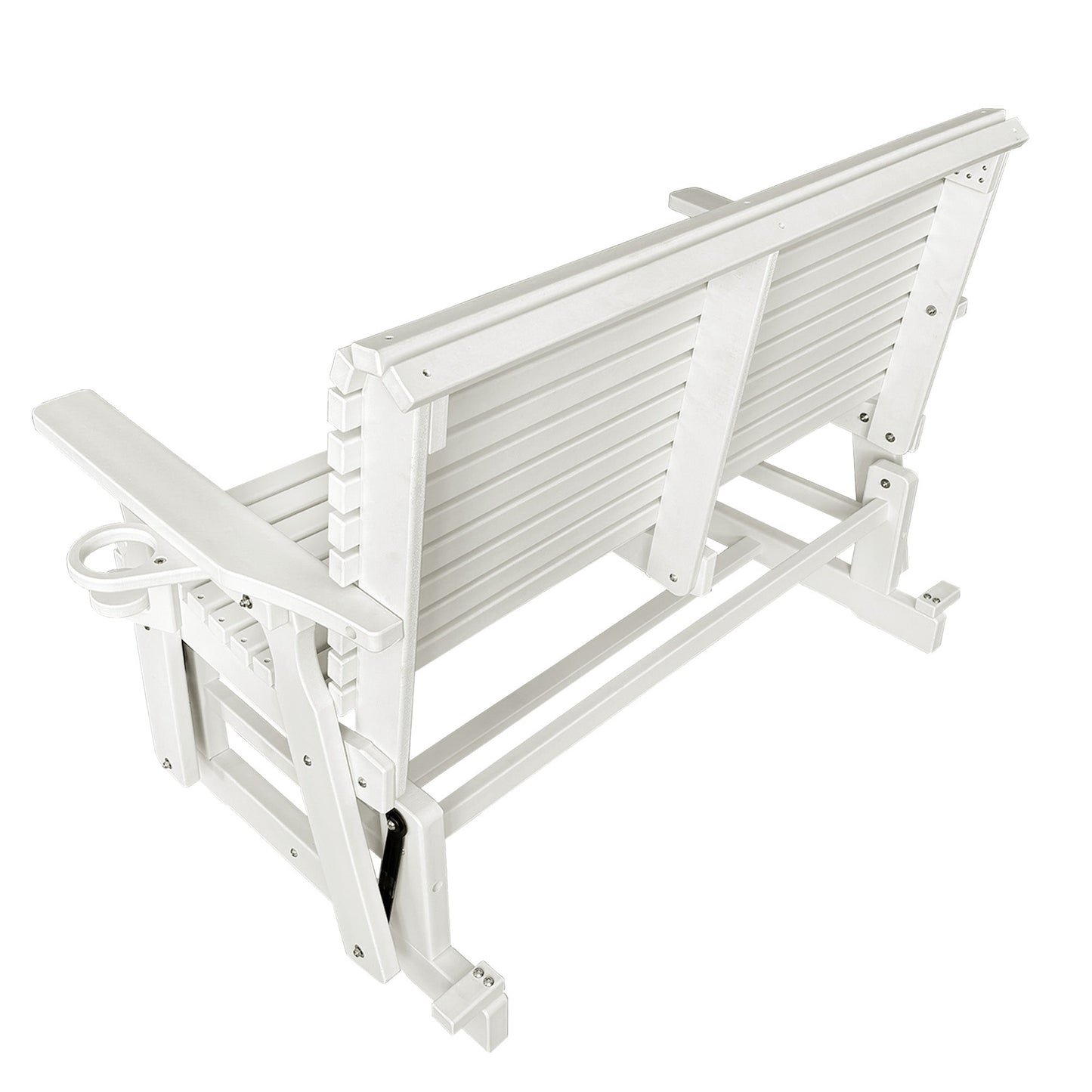 HDPE Patio Glider, Poly Lumber Weather-Resistant Outdoor Glider Bench, for Patio, Porch, Yard (Ivory White, 2-Seater)