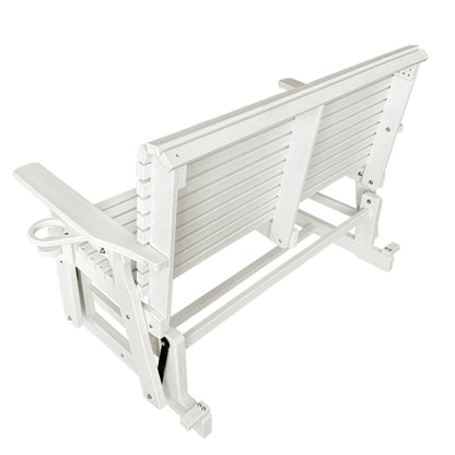 HDPE Patio Glider, Poly Lumber Weather-Resistant Outdoor Glider Bench, for Patio, Porch, Yard (Ivory White, 2-Seater)