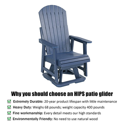 Poly Lumber Swivel Patio Glider, Durable HIPS Material, Weather Resistant, for Outdoor, Patio, Porch, Yard (Navy Blue)