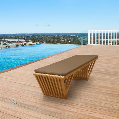 Fortune Candy 62.8" Solid Fir Wood Patio Bench - Weatherproof Cushion & Wood Varnish Coating for Outdoor (Brown)