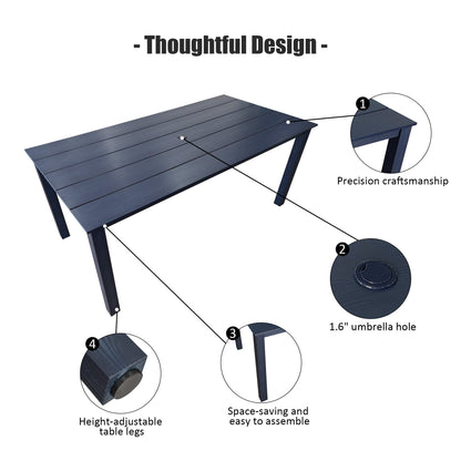 Poly Lumber Patio Dining Set, HIPS Outdoor Dining Table and Chairs, with Umbrella Hole, Weather Resistant (5 Piece, Navy Blue)